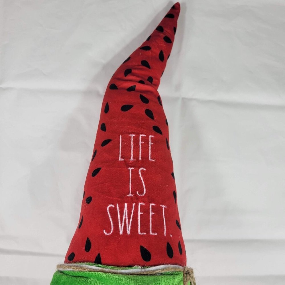 Rae Dunn Red & Green Watermelon Gnome "Life Is Sweet" - Picture 2 of 10